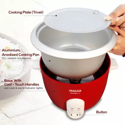 Inalsa Precise Electric Rice Cooker  (1.5 L, Red, White, Silver) Inalsa Precise Electric Rice Cooker  (1.5 L, Red, White, Silver)